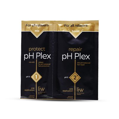 LIW pH Plex Relaxer Steps 1 & 2 Protect & Repair - Hair Care Treatment - Use with Home Hair Relaxer Products - Salon Quality Professional Results at Home - 1 Sachet of Steps 1 & 2