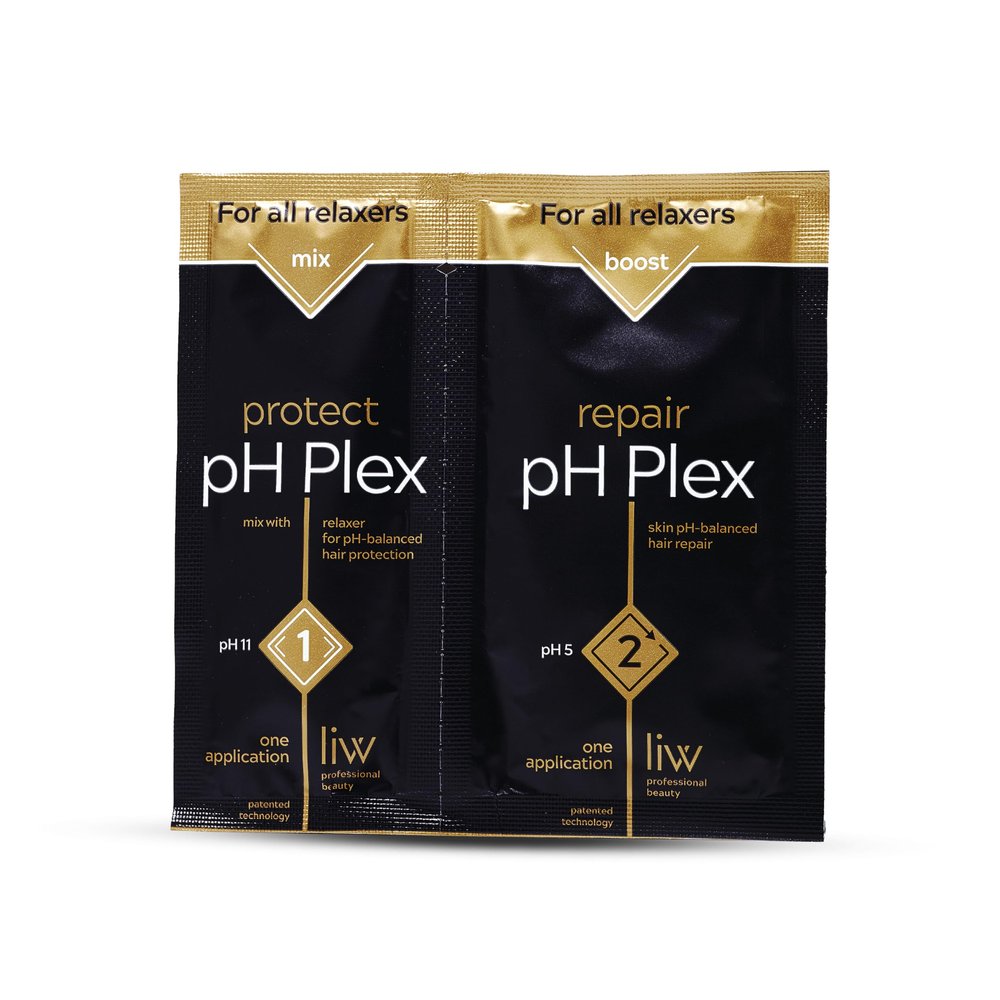 LIW pH Plex Relaxer Steps 1 & 2 Protect & Repair - Hair Care Treatment - Use with Home Hair Relaxer Products - Salon Quality Professional Results at Home - 1 Sachet of Steps 1 & 2