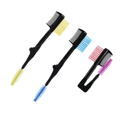 FRCOLOR 3pcs Foldable Eyebrow Comb Double-head Eyelash Comb and Curler Portable Design Yellow for Eyebrow Grooming and Eyelash Styling