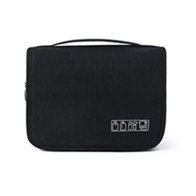 Black Travel Storage Bag with Hook Wet Dry Separation Large Capacity Hanging Toiletries Storage Bag for Travel Holiday