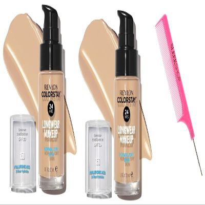 Sleekshop ColorStay Liquid Makeup, Argan-Oil Infused, 150 Buff Chamois, Skin Foundation Concealer, Normal/Dry Skin, 2 Pack, 24HR Wear, SPF Protection