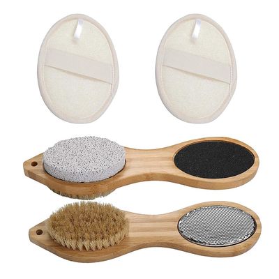 1 Set 4 in 1 Rubbing Board Massagers for Feet Stuff Footmassager Foot Scrub Brush Wooden Body Cleaning Brush Double Side Feet Scrubber Rubbing Clean File