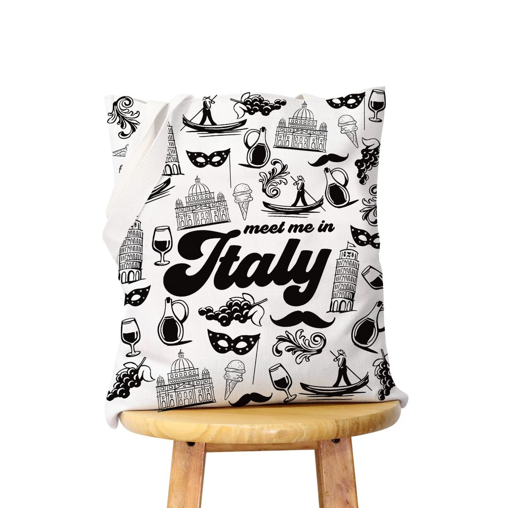 WCGXKO Italian Gift Italy Travel Gift Italy City Italy Trip Italy Trip Shopping Bag Tote Bag (ITALY tote1)