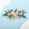 BERYUAN Bridal White Flower Green Crystal Rhinestone Hair Comb for Bride Bridesmaid Sliding side Headpieces Wedding Hair Accessories for Women and Girls (Green) view 1