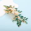 BERYUAN Bridal White Flower Green Crystal Rhinestone Hair Comb for Bride Bridesmaid Sliding side Headpieces Wedding Hair Accessories for Women and Girls (Green) view 3