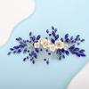 BERYUAN Bridal White Flower Blue Crystal Rhinestone Hair Comb for Bride Bridesmaid Sliding side Headpieces Wedding Hair Accessories for Women and Girls (Blue) view 1