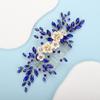 BERYUAN Bridal White Flower Blue Crystal Rhinestone Hair Comb for Bride Bridesmaid Sliding side Headpieces Wedding Hair Accessories for Women and Girls (Blue) view 2