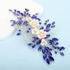 BERYUAN Bridal White Flower Blue Crystal Rhinestone Hair Comb for Bride Bridesmaid Sliding side Headpieces Wedding Hair Accessories for Women and Girls (Blue) view 3
