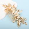 BERYUAN Bridal White Flower Champagne Gold Crystal Rhinestone Hair Comb for Bride Bridesmaid Sliding side Headpieces Wedding Hair Accessories for Women and Girls (Champagne gold) view 3