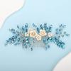 BERYUAN Bridal White Flower Light Blue Crystal Rhinestone Hair Comb for Bride Bridesmaid Sliding side Headpieces Wedding Hair Accessories for Women and Girls (Blue 1) view 1