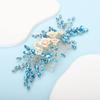 BERYUAN Bridal White Flower Light Blue Crystal Rhinestone Hair Comb for Bride Bridesmaid Sliding side Headpieces Wedding Hair Accessories for Women and Girls (Blue 1) view 2