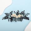 BERYUAN Bridal White Flower Black Crystal Rhinestone Hair Comb for Bride Bridesmaid Sliding side Headpieces Wedding Hair Accessories for Women and Girls (Black) view 1