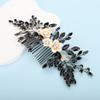 BERYUAN Bridal White Flower Black Crystal Rhinestone Hair Comb for Bride Bridesmaid Sliding side Headpieces Wedding Hair Accessories for Women and Girls (Black) view 3