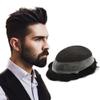 Toupee For Men Hair System European Human Hair Pieces French Lace Mens Toupee Poly Skin Around Hair Replacement System Natural Hairline Gray Hair Units For Men US Stock. (8X10"-120% Medium light to medium density, #1B20 1B# OFF BLACK WITH 20% SYNTHET view 1