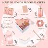 Irenare 8 Pcs Proposal Gifts Set Robes Makeup Bag Cup Cards Hair Tie Bracelet Diamond Pen Bridesmaid Gift Box(Pink,Maid of Honor) view 2