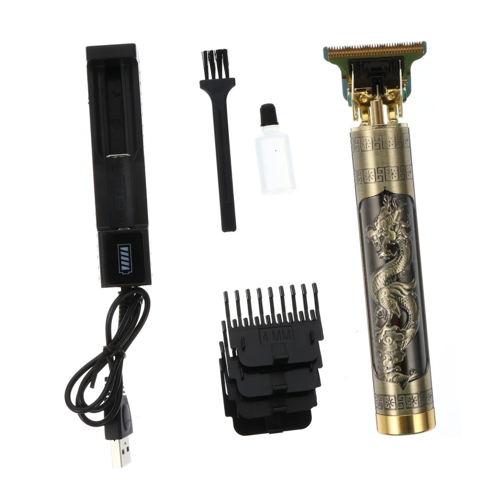 FOMIYES Retro Clipper Trimmer for Home Use Professional Electric Guide Battery Charger Oil and Brush for Barbering and Grooming