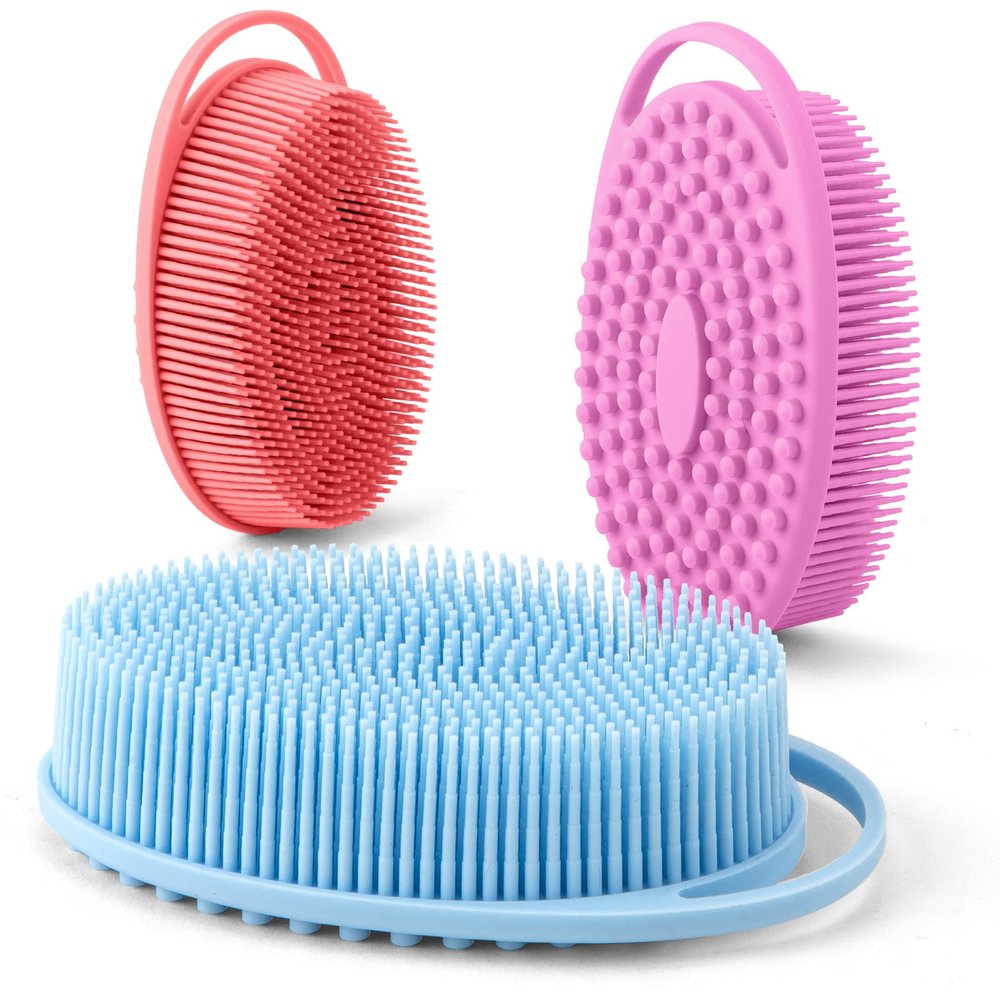 Silicone Body Scrubber,Loofah Exfoliating Body Scrubber,Bath Brush,Set of 3 Soft Body Scrubber,Dead Skin Remover for Body,Shower Scrubber for Body,Fit for Sensitive and All Kinds of Skin