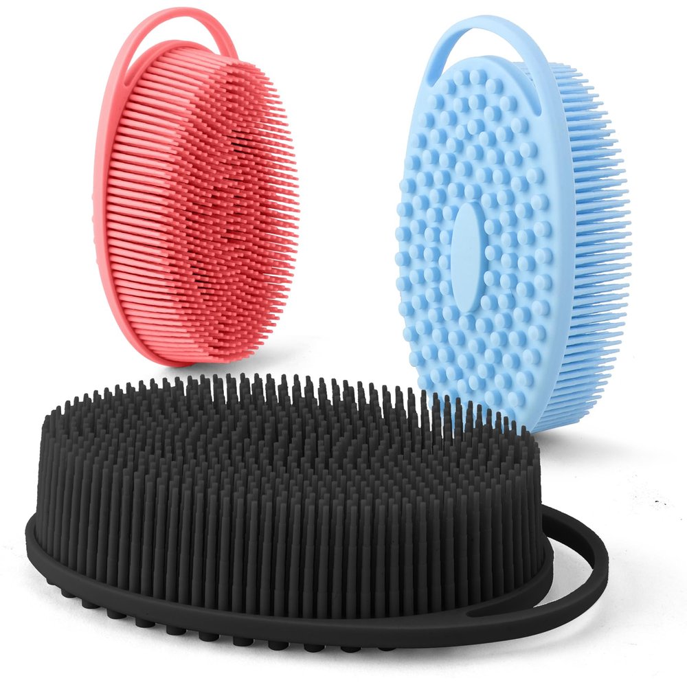Silicone Body Scrubber, Exfoliating Body Scrubber Silicone, 3pack Soft Loofah Silicone Body Scrubbers for Use in Shower, Shower Scrubber for Body, Silicone Scrubber Men Women for All Skin