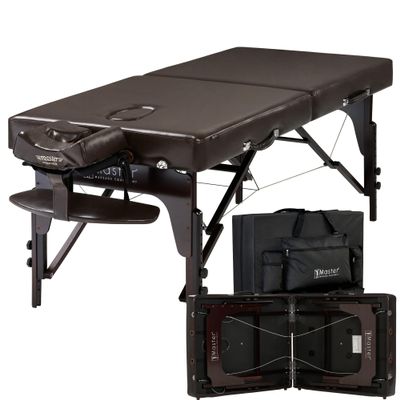 Master Supreme Massage 31 Inch Extra Wide Portable Massage Table, Supreme LX SPA Facial Bed, Easy Set Up, 3" Thick of Memory Foam, PU Upholstery (Coffee)