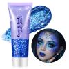 Go Ho Blue Face Body Glitter,Halloween Blue Face Paint Sparkling Mermaid Glitter Gel,Holographic Chunky Sequins Glitters for Eye Lip Hair Nails,Festival Rave Accessories view 1