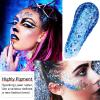 Go Ho Blue Face Body Glitter,Halloween Blue Face Paint Sparkling Mermaid Glitter Gel,Holographic Chunky Sequins Glitters for Eye Lip Hair Nails,Festival Rave Accessories view 4
