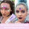 Go Ho Clear White Face Body Glitter - Party Flash Festival Rave Outfits for Women&Kids,Holographic Glitter White Face Paint,Halloween Mermaid Fairy Makeup Chunky Sequins Gel,Rave Pride Accessories view 4