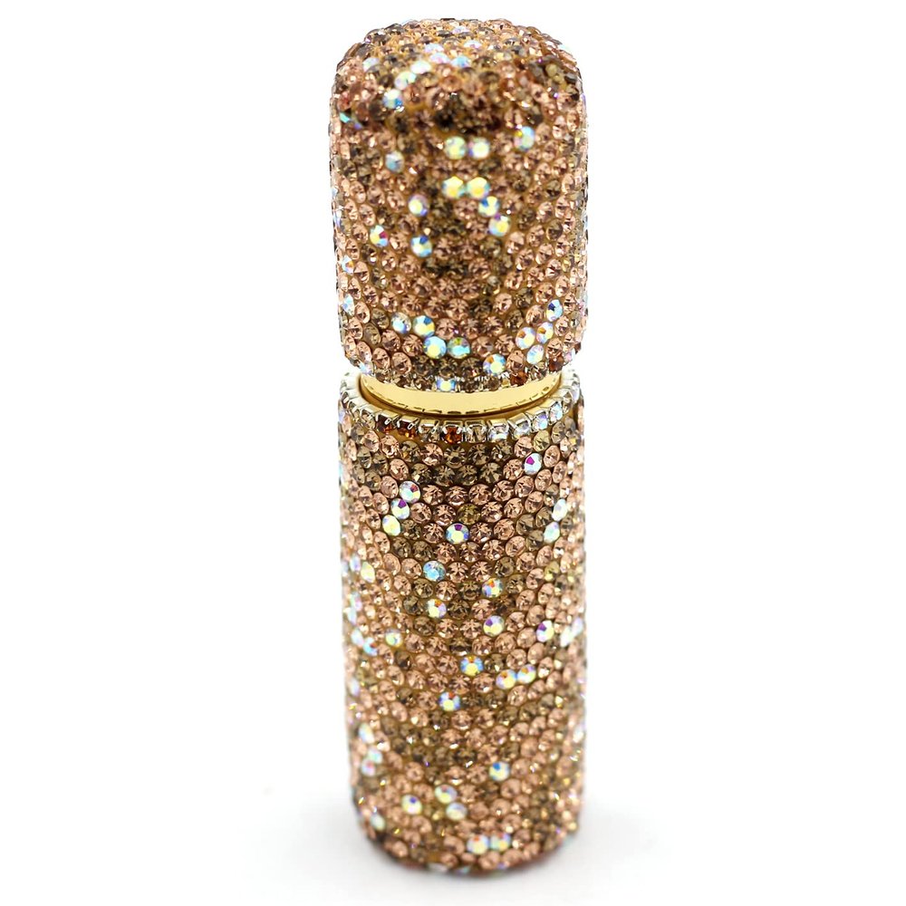 Bestbling Rhinestone Empty Portable spray bottle, cosmetic Perfume spray bottle essential oil bottle glass perfume bottle 10ML (Gold)