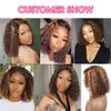 180% Density Short Bob Wig 4T27 Ombre Brown Blonde Lace Front Wig Highlight Deep Wave Wig Human Hair For Women 13x5 HD Transparent Lace Front Wig Brazilian Curly Wig Pre Plucked With Baby Hair 16Inch view 4