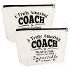 2PCS Best Coach Ever Gifts for Soccer Coach Gifts for Teacher Makeup Bag Thank You Hockey Soccer Softball Baseball Basketball Volleyball Swim Dive Gym Present Cosmetic Bag End Of Season Present view 1