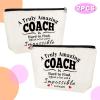 2PCS Best Coach Ever Gifts for Soccer Coach Gifts for Teacher Makeup Bag Thank You Hockey Soccer Softball Baseball Basketball Volleyball Swim Dive Gym Present Cosmetic Bag End Of Season Present view 2