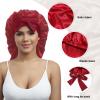 AWAYTR Long Satin Bonnet for Braids - Elastic Silk Hair Bonnets for Sleeping Night Cap Stretchy Tie Band for WomenWine Red view 4
