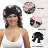 AWAYTR Long Satin Bonnet for Braids - Elastic Silk Hair Bonnets for Sleeping Night Cap Stretchy Tie Band for WomenFlower B view 4