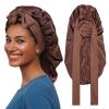AWAYTR Long Satin Bonnet for Braids - Elastic Silk Hair Bonnets for Sleeping Night Cap Stretchy Tie Band for WomenBrown view 1