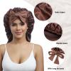 AWAYTR Long Satin Bonnet for Braids - Elastic Silk Hair Bonnets for Sleeping Night Cap Stretchy Tie Band for WomenBrown view 4