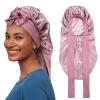 AWAYTR Long Satin Bonnet for Braids - Elastic Silk Hair Bonnets for Sleeping Night Cap Stretchy Tie Band for WomenRose Gold view 1