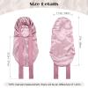 AWAYTR Long Satin Bonnet for Braids - Elastic Silk Hair Bonnets for Sleeping Night Cap Stretchy Tie Band for WomenRose Gold view 2