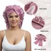 AWAYTR Long Satin Bonnet for Braids - Elastic Silk Hair Bonnets for Sleeping Night Cap Stretchy Tie Band for WomenRose Gold view 4