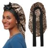 AWAYTR Long Satin Bonnet for Braids - Elastic Silk Hair Bonnets for Sleeping Night Cap Stretchy Tie Band for WomenLeopard view 1