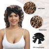 AWAYTR Long Satin Bonnet for Braids - Elastic Silk Hair Bonnets for Sleeping Night Cap Stretchy Tie Band for WomenLeopard view 4