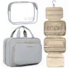 BAGSMART Toiletry Bag Hanging Travel Makeup Organizer with TSA Approved Transparent Cosmetic Bag Makeup Bag for Full Sized Toiletries, Medium-Grey view 1