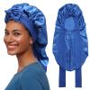 AWAYTR Long Satin Bonnet for Braids - Elastic Silk Hair Bonnets for Sleeping Night Cap Stretchy Tie Band for WomenRoyal Blue view 1