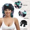 AWAYTR Long Satin Bonnet for Braids - Elastic Silk Hair Bonnets for Sleeping Night Cap Stretchy Tie Band for WomenFlower D view 4