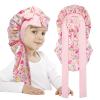 AWAYTR Long Toddler Silk Bonnet for Sleeping Elastic Satin Bonnets for Curly Hair Braid Night Cap for Aged 3-12 Kids (Whale+Pink) view 1