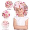 AWAYTR Long Toddler Silk Bonnet for Sleeping Elastic Satin Bonnets for Curly Hair Braid Night Cap for Aged 3-12 Kids (Whale+Pink) view 3