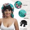 AWAYTR Long Satin Bonnet for Braids - Elastic Silk Hair Bonnets for Sleeping Night Cap Stretchy Tie Band for WomenFlower A view 4