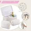 Paterr 3 Pieces Cotton Quilted Makeup Bag Set Coquette Cosmetic Bag Aesthetic Travel Toiletry pouch Cute Pouch Kawaii Aesthetic for Women(White,Little Flower) view 3