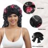 AWAYTR Long Satin Bonnet for Braids - Elastic Silk Hair Bonnets for Sleeping Night Cap Stretchy Tie Band for WomenFlower C view 4