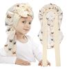 AWAYTR Long Toddler Silk Bonnet for Sleeping Elastic Satin Bonnets for Curly Hair Braid Night Cap for Aged 3-12 Kids (Butterfly+Beige) view 1