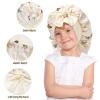 AWAYTR Long Toddler Silk Bonnet for Sleeping Elastic Satin Bonnets for Curly Hair Braid Night Cap for Aged 3-12 Kids (Butterfly+Beige) view 3