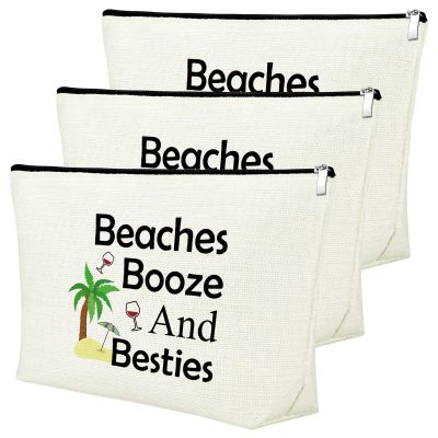 Mxrymvu 3PCS Beach Makeup Bag Beach Lover Gifts Summer Vacation Cosmetic Bag Seaside Pouch for Friend Daughter Birthday Christmas Graduation Present for Sister Travel Pouch